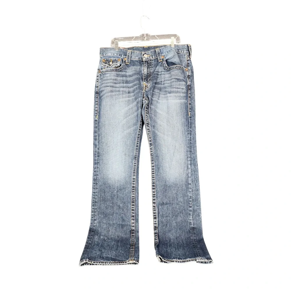 True Religion Section Straight Jeans Mens 36 Medium Wash Blue Denim‎ 100% Cotton